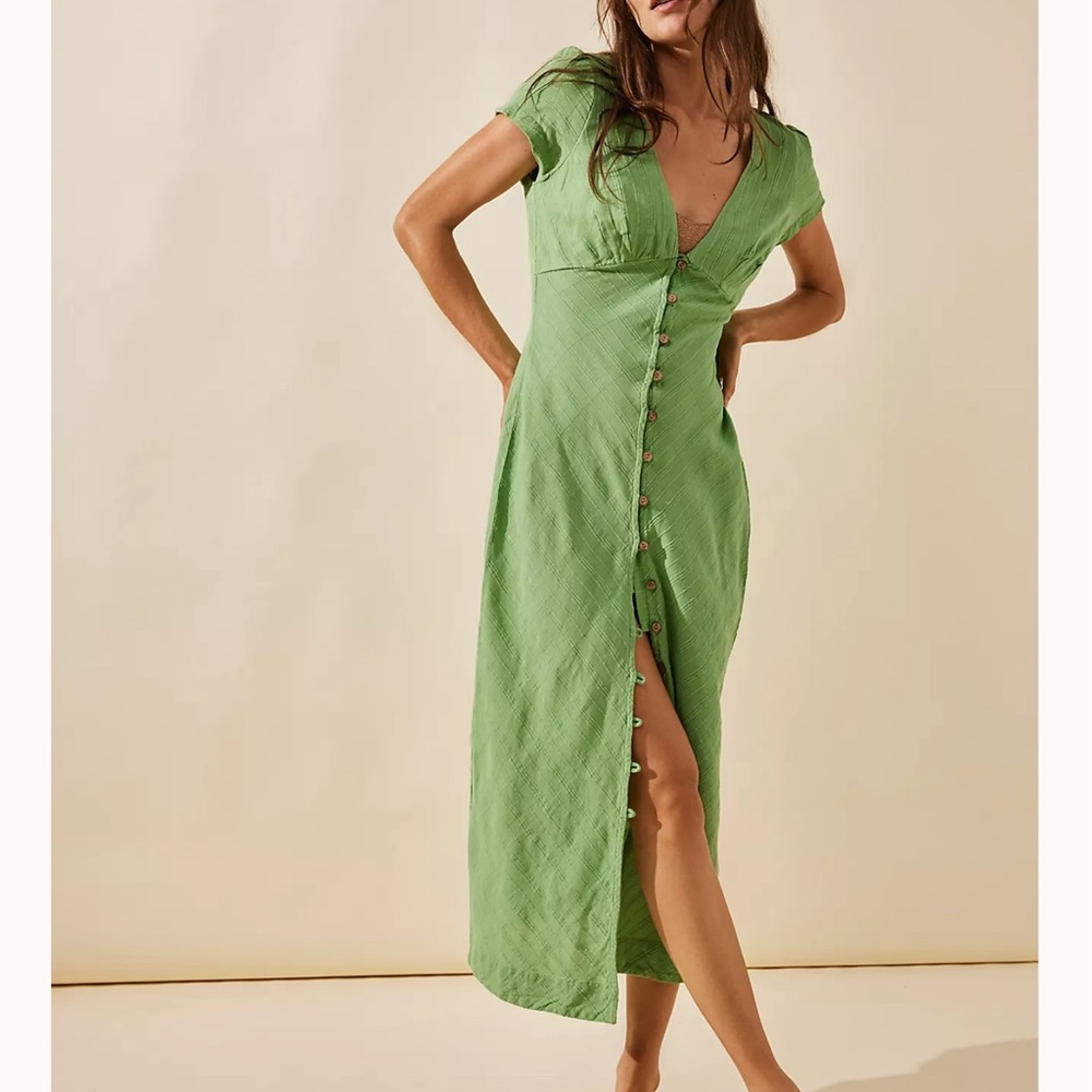 Free people new in town midi dress green